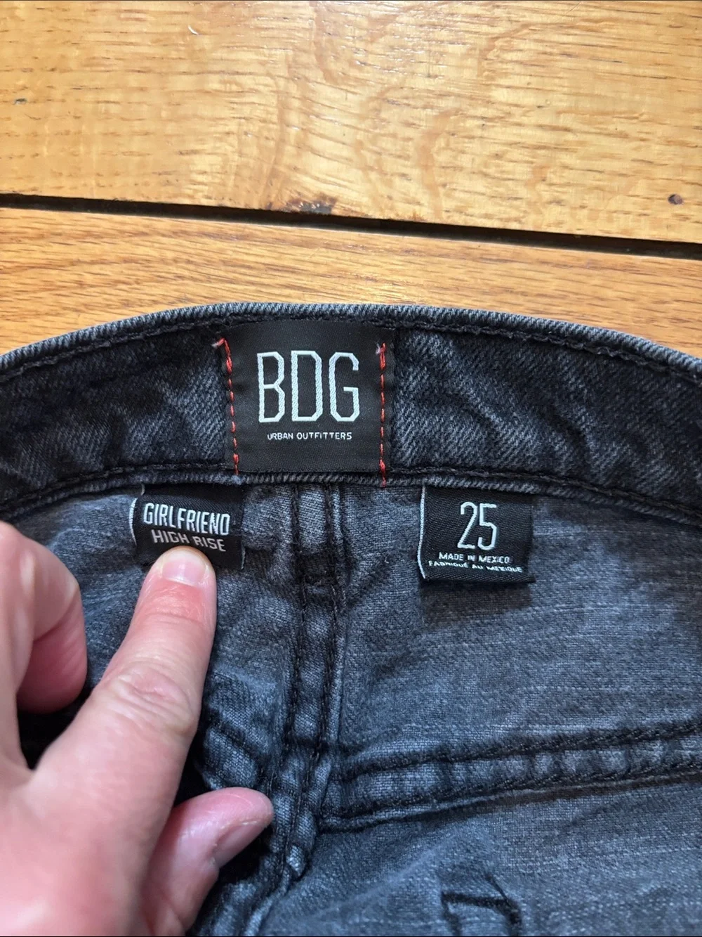 BDG Washed Black High-Rise Frayed Denim Shorts